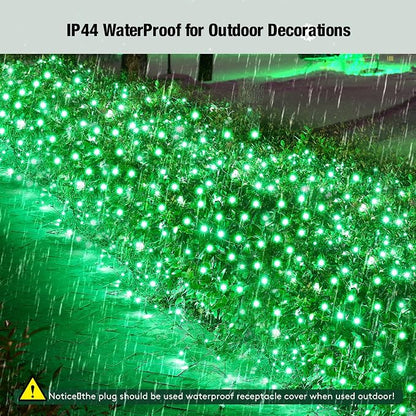 Led Green Christmas Net Lights Outdoor Christmas Bushes Lights 120Led 6ftx5ft, Connectable Outdoor Indoor Mesh Net Lighting for Xmas Holiday, Garden, Lawn, Shrubs, Trees, Bushes Decorations