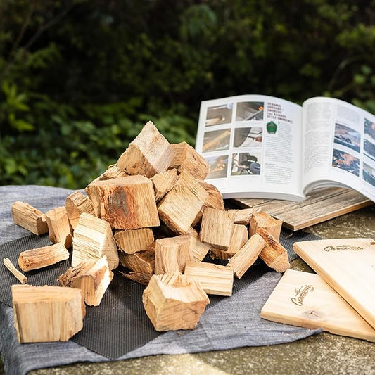 Steven Raichlen All Natural Apple Wood Chunks for Smoking Meat -840 Cu. in. Box, Approx 10 Lbs- Kiln Dried Large Cut BBQ Wood Chips for Smoker - Barbecue Smoker Accessories - Grilling Gifts for Men