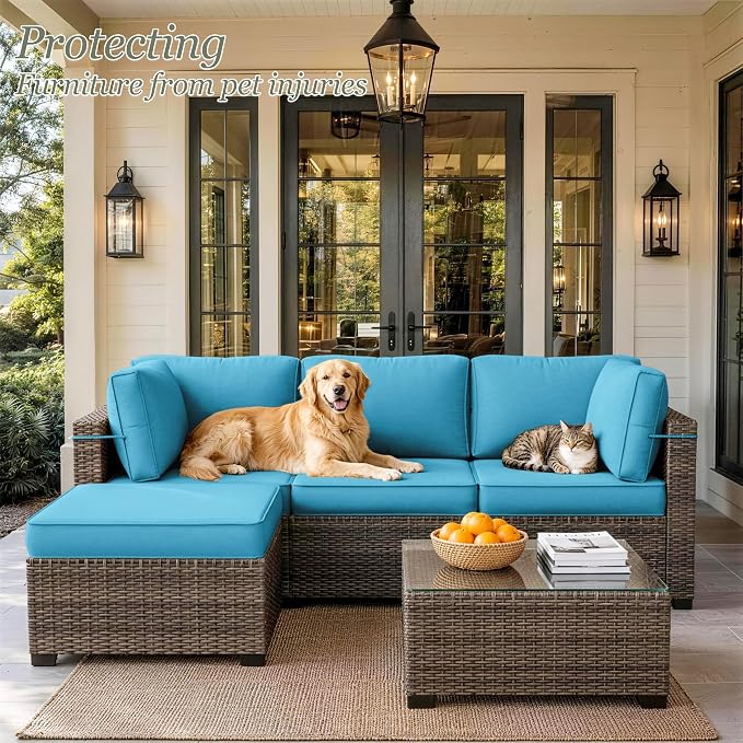 9 Pcs Outdoor Patio Cushions Covers Replacement Sets, Covers Only | 9 Pcs Patio Cushions Covers Replacement UV Resistant, Water Anti-Slip, Heavy-Duty Zippers for 5 Pcs Patio Furniture Set
