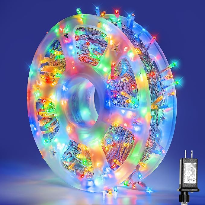Multicolor Christmas Fairy String Lights, 165FT 500L Indoor Outdoor | 8 Modes with Memory, IP65 Waterproof, Clear Wire, Tangle-Free Design for Classroom Bedroom Camping window Party wedding Decor
