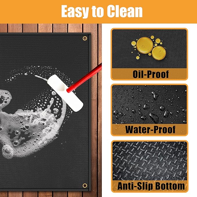 3 Layers Thickening70x48 inchs Large Grill Mat for Outdoor Grill,Barbeque Grill Cooking Mats for Outdoor Floor Mat,BBQ Grill Mat Under Grill to Protect Deck,Grass,Patio,Indoor Fireplace Mats