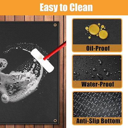 3 Layers Thickening70x48 inchs Large Grill Mat for Outdoor Grill,Barbeque Grill Cooking Mats for Outdoor Floor Mat,BBQ Grill Mat Under Grill to Protect Deck,Grass,Patio,Indoor Fireplace Mats