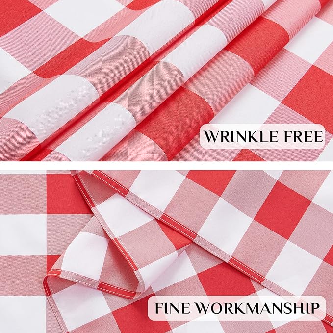 Softalker Gingham Checkered Tablecloth Rectangle - Outdoor Waterproof Buffalo Plaid Table Cloth, Stain Resistant Washable Table Cover for Picnic, Camping, Dining - Red and White, 54 x 78 Inch