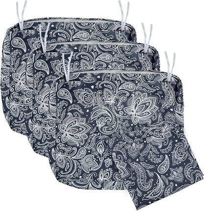 NettyPro Outdoor Patio Chair Seat Cushion Covers Set 4, Water Resistant UV Protection Cushion Slip Covers with Zipper and Tie, Replacement Cover Only, 24 x 22 x 4 Inch, Slate Grey Paisley