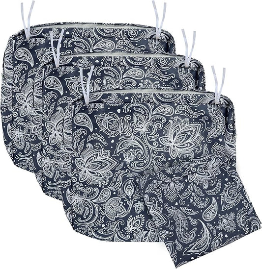 NettyPro Outdoor Cushion Covers for Patio Furniture 4 Pack UV Resistant Water Repellent Patio Chair Seat Cushion Slipcovers, 22 x 20 x 4 Inch, Replacement Cover Only, Slate Grey Paisley