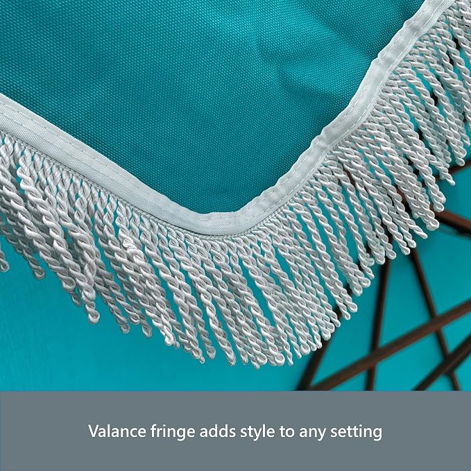 FORMOSA 9ft 6 Rib Market Premium Patio Umbrella Replacement Canopy - 300D UV Protective and Water Resistant Patio Canopy - Umbrella Replacement Cover (CANOPY ONLY) (Turquoise Fringe Olefin)