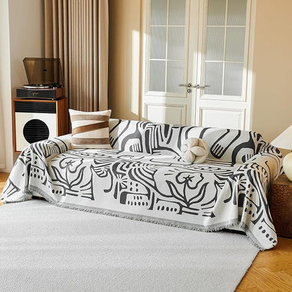 MYSKY HOME Couch Cover for Dogs, Washable Couch Covers, Sofa Covers for Sectional Sofa, Couch Cover 2 Cushion Sofa Dogs Furniture Protector, Chenille Sofa Covers for Pets, 71"x118", Abstract Dark Grey