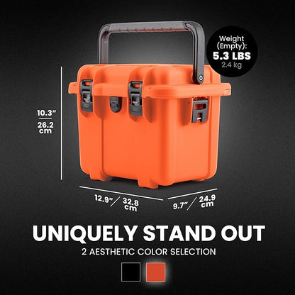 NANUK Trail 10-11.2L (3-Gallon) Waterproof Storage Box – Modular & Compact Cargo Case for Camping, Fishing, Hunting & Outdoor Storage – Dustproof and Impact Resistant (12.9” x 9.7” x 10.3”) – Orange