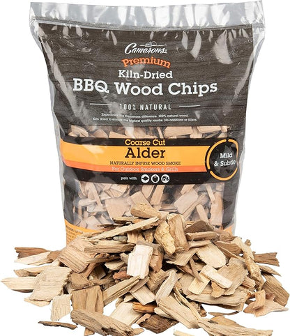 Camerons Products Alder Wood Smoker Chips ~ (2lb. Coarse), 260 cu. in. - 100% All Natural, Coarse Wood Smoking and Barbecue Chips, Packaging May Vary