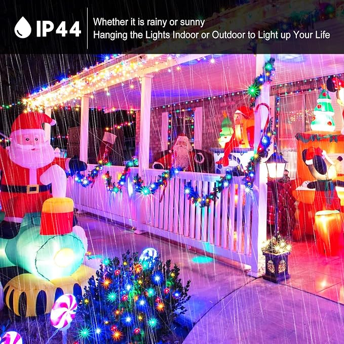 kemooie 500 LED Christmas Lights, 164FT 8 Lighting Modes with Memory Plug in Waterproof Christmas Lights Outdoor, for Birthday Christmas Tree Party Garden Balcony Decorations (Multicolored)