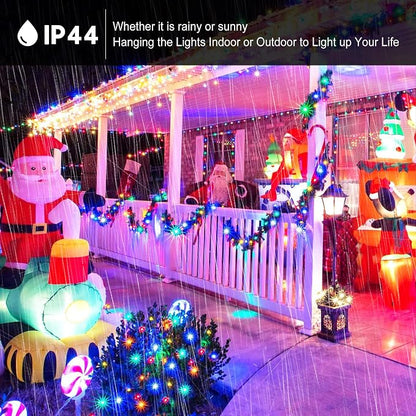 kemooie 500 LED Christmas Lights, 164FT 8 Lighting Modes with Memory Plug in Waterproof Christmas Lights Outdoor, for Birthday Christmas Tree Party Garden Balcony Decorations (Multicolored)