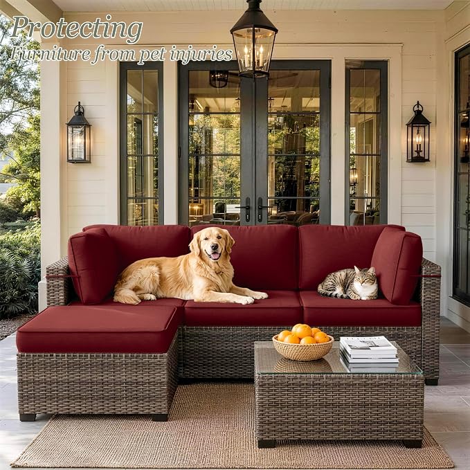 9 Pcs Outdoor Patio Cushions Covers Replacement Sets, Covers Only | 9 Pcs Patio Cushions Covers Replacement UV Resistant, Water Anti-Slip, Heavy-Duty Zippers for 5 Pcs Patio Furniture Set