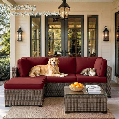 9 Pcs Outdoor Patio Cushions Covers Replacement Sets, Covers Only | 9 Pcs Patio Cushions Covers Replacement UV Resistant, Water Anti-Slip, Heavy-Duty Zippers for 5 Pcs Patio Furniture Set