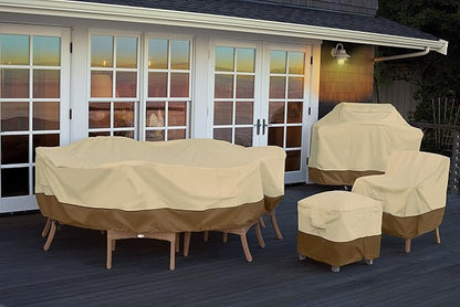 Classic Accessories Veranda Water-Resistant 108 Inch Rectangular/Oval Patio Table & Chair Set Cover, Outdoor Table Cover