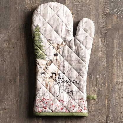 Maison d' Hermine Oven Gloves 100% Cotton Oven Mitt 7" x 13" with Loop Heat Resistant BBQ Cooking Gloves for Thanksgiving Christmas Decorations Baking Handling Hot Pans (Pack of 1, Mountain Life)