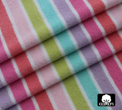 COTTON CRAFT Pool Lounge Chair Cover - 2 Pack Dobby Terry Stripe Chaise Lounge Cover - Soft 100% Cotton Towel Beach Chair Cover - Oversized 32 in W x 82 in Length x 7 in Pocket – Pink Multi