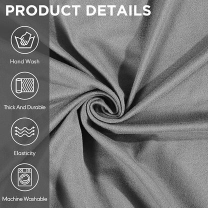 Fanfanwin 3 Pcs Sofa Slipcover Set for Couch Cushion Durable Washable High Elastic Stretchable Furniture Couch Covers with Skirt for Sofa Loveseat Arm Chair(Gray,Milk Silk)
