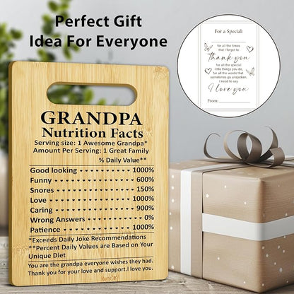 Best Grandpa Gifts from Granddaughter Grandson, Nutrition Facts Bamboo Cutting Board, Charcuterie Board for Kitchen Decor, Birthday Gift For Grandfather -10