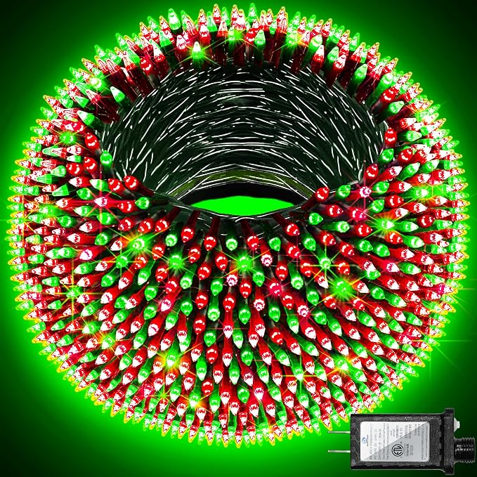 QUHUATU 750 LED 240FT Christmas String Lights, 12 Modes, Red & Green | Waterproof Plug-in LED String Lights with Timer, Memory & Dimming for Trees Fences Patios House Wedding Holiday Christmas