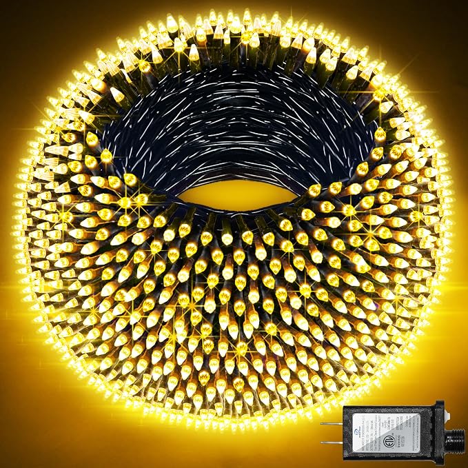 300LED Christmas Lights Outdoor Indoor Use, 12 Lighting Modes 75ft Christmas Tree Lights with Timer, Dimmable Warm White LED StringLights Waterproof for Yard Tree Wedding Party Holiday Warm White