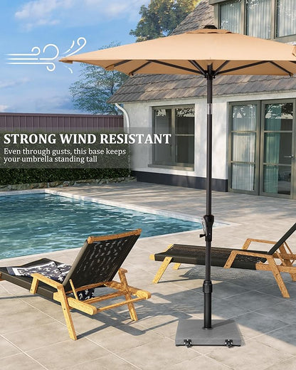 45lbs Patio Umbrella Base with Wheels - Heavy Duty Outdoor Patio Market Umbrella Stand for Deck with Rollers, Poolside, Balcony, Wind-Resistant Design, Grey