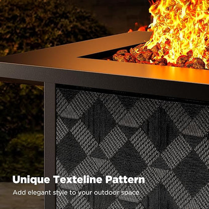 Ciays Propane Fire Pit Table, 32Inch Gas Outdoor Fire Pit Table CSA-Certified for Outside Patio with Lava Rocks, Add Warmth and Ambience to Parties, Backyard, Garden, 50,000 BTU