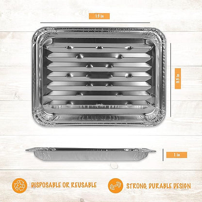 PLASTICPRO Aluminum Grill Pans, Broiler Pans, Grill Liners, Durable with Ribbed Bottom Surface for BBQ, Grill, Texture Disposable,Pack of 20