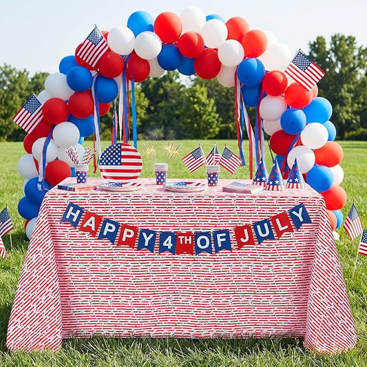 American Flag 4th of July Table Cloth - Memorial Day Red Striped Table Cloths Print Star Kitchen Dining Table Decoration for Home Party Decor 58x120 Inch