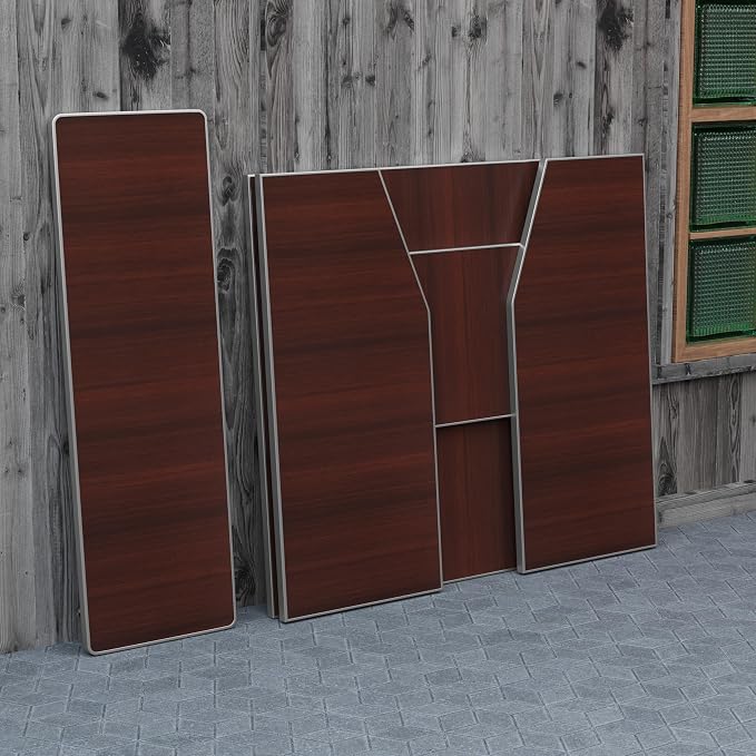 Flash Furniture Amara 4' Walnut Woodgrain Laminate Foldable Bar - Portable Event Bar