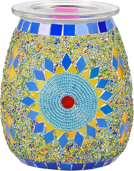 Dicimi Electric Candle Warmer, Mosaic Sunflower Design Wax Melt Warmer with Warm Night Light, No Flame Candle Warmer Lamp for Home Decor, Wax Melter for Scented Wax, Safe Wax Warmer for Aroma Gift