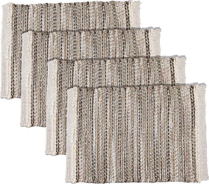 Hausattire Woven Table Placemats Set of 4 - Olive Green Christmas Jute Outdoor Table Mats for Kitchen Dining Decoration |Heat Resistant Farmhouse Dinner Spring Easter Placemat |13x19 Inch