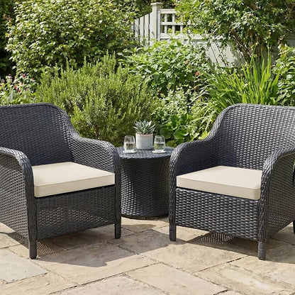 Outdoor Chair Cushions Set of 2: Waterproof & Fade Resistant Seat Cushion for Patio Furniture - 18.5 x 16 x 2 Inch Chair Pads with Ties and Hidden Zipper - Patio Chair Cushion Replacement, Beige