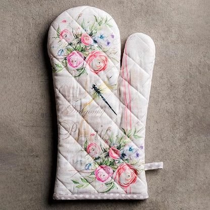 Maison d' Hermine Oven Gloves 100% Cotton Easter Oven Mitt Heat Resistant BBQ Cooking Gloves with Loop for Grilling, Microwave, Barbeque, Champ De Mars Spring/Summer (Oven Mitt (7.5''''x13''''))