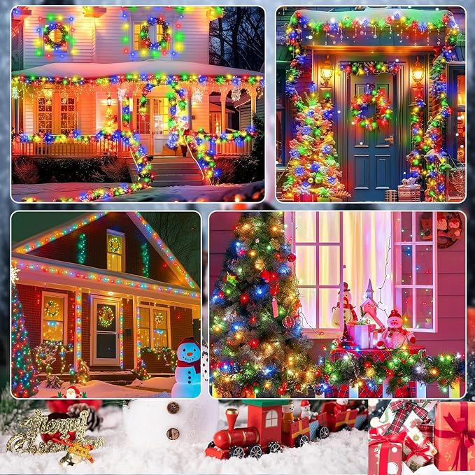 SyouHome 800 LED 264ft Solar String Lights Outdoor, 4 Pack, Multicolor | 8 Lighting Modes, Auto On/Off, Waterproof Solar Fairy Lights, Twinkle Lights for Garden Tree Wedding Party Christmas