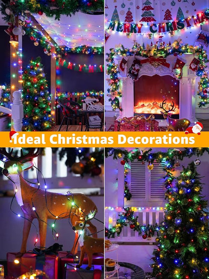 BrightChristmas 600 LED 196 FT Christmas Lights, Waterproof Outdoor String Lights with Remote and Timer, Christmas Tree Lights with 8 Modes Dimmable, Fairy Lights for Holiday Decor (Multicolor)