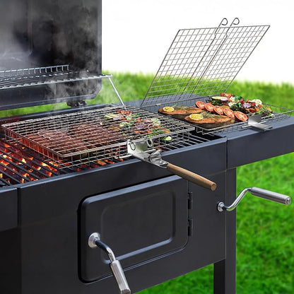 Sorbus Grill Basket - Stainless Steel Large Folding Barbecue Grilling Basket with Handle, Portable BBQ Accessories for Fish, Shrimp, Vegetables, Grilling Accessories, Gifts for Outdoor Cooking Camping (2 Pack)