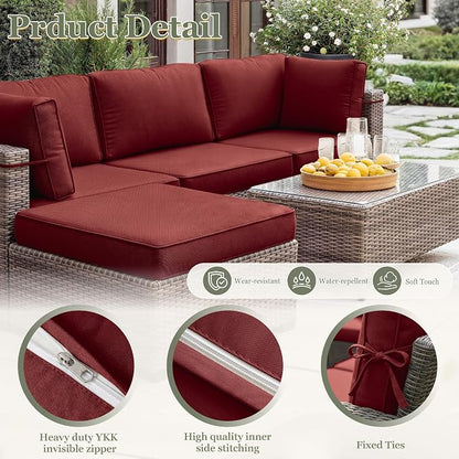 9 Pcs Outdoor Patio Cushions Covers Replacement Sets, Covers Only | 9 Pcs Patio Cushions Covers Replacement UV Resistant, Water Anti-Slip, Heavy-Duty Zippers for 5 Pcs Patio Furniture Set