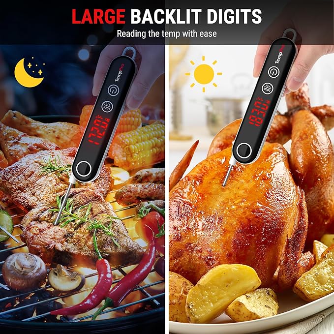 TempPro TP18 Instant Read Meat Thermometer Digital with Thermocouple Sensor, Cooking Food Thermometer for Grill, Smoker, BBQ, Oil Deep Frying, Candy, Kitchen Thermometer Bakeware(Previously ThermoPro)