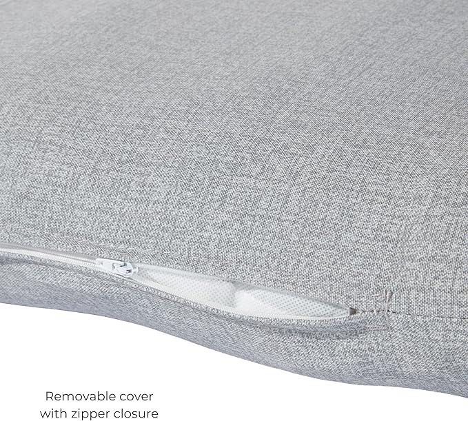 Modern Outdoor Chaise Lounge Cushion with Ties – Durable Polyester Fabric, Channel-Filled Polyfiber Insert, Removable Zippered Cover, Heather Gray