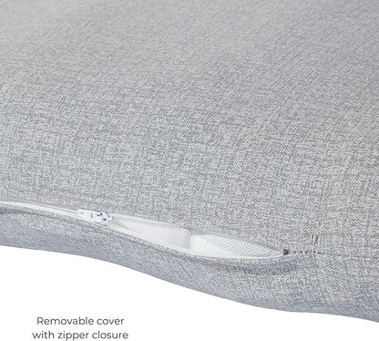Modern Outdoor Chaise Lounge Cushion with Ties – Durable Polyester Fabric, Channel-Filled Polyfiber Insert, Removable Zippered Cover, Heather Gray