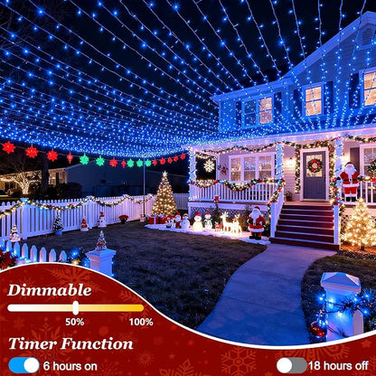 Christmas String Lights Outdoor 470FT 1500 LED Blue | Dimmable, 12 Light Styles, Memory Timer, Waterproof, 29V Safe Low Voltage, Diamond-Faceted LED, Energy Efficiency