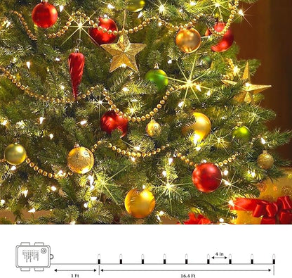 Battery Operated String Lights - 2 Pack Total 33ft 100 LEDs Warm White Christmas Lights with Timer, 8 Modes Waterproof Twinkle Lights for Indoor Outdoor Xmas Tree Wreath Party Holiday Decorations