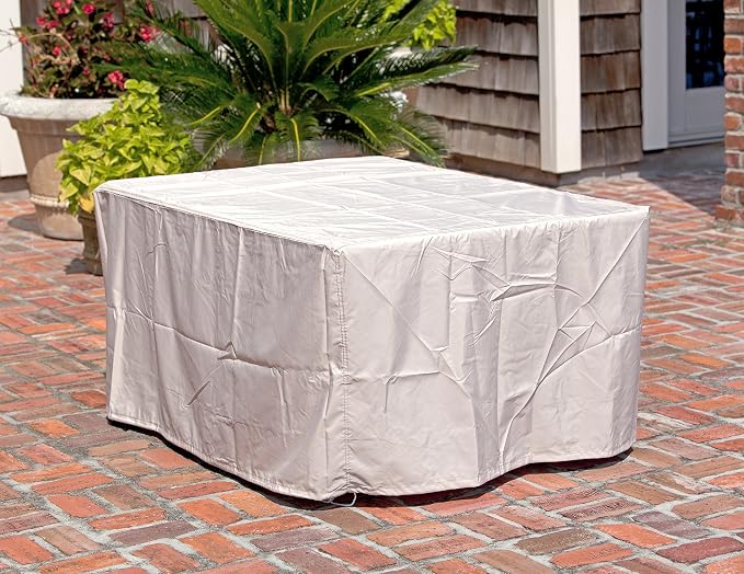 Fire Sense 61898 Longmont Aluminum Convertible Gas Fire Pit Table 55,000 BTU Multi-Functional Outdoor Firepit with Fire Bowl Lid, Nylon Cover & Clear Fire Glass - Bronze Finish - Rectangular 48"