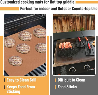 UNCO- Copper Grill Mats for Outdoor Grill, 13" x 15.8", 7 Pack, Nonstick Reusable Grilling Mats for Outdoor Grill, BPA and PFOA Free with PTFE-Fiberglass Coating