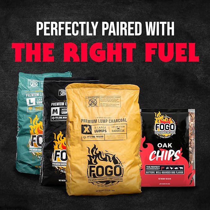 FOGO Oak Wood Chips for Grilling and Smoking, Buttery Well-Rounded BBQ Flavor for Charcoal and Gas Grills, Made in USA, 1.4 lb Bag, 6-Pack