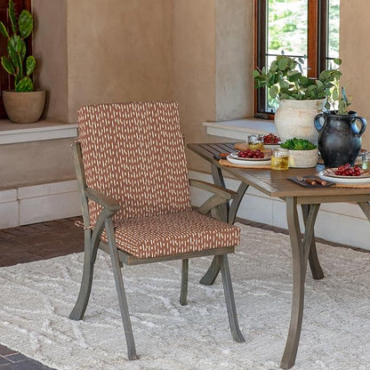Arden Outdoor Patio Dining Chair Cushion, 20x44, Rain-Proof Seat Pad, Fade-Resistant Outdoor Cushion Rust Red Brushed Texture