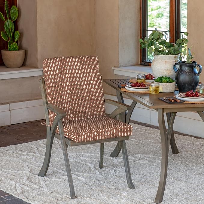 Arden 4-Pack Outdoor Patio Dining Chair Cushion, 20x44, Rain-Proof Seat Pad, Fade-Resistant Outdoor Cushion Rust Red Brushed Texture