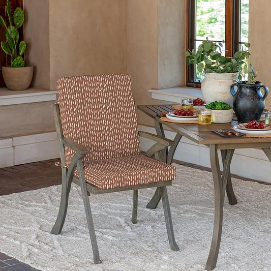 Arden 4-Pack Outdoor Patio Dining Chair Cushion, 20x44, Rain-Proof Seat Pad, Fade-Resistant Outdoor Cushion Rust Red Brushed Texture