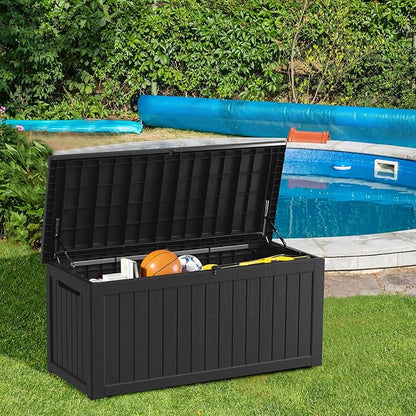Outdoor Storage Box 270GAL Waterproof Resin Deck Box,UV-Resistant Lockable Delivery Bin for Garden Tools,Large Patio Outside Cushions,Pool Accessories Supplies,Chest,Furniture,Package,Black