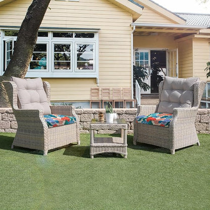 UNIKOME Outdoor Chair Cushions Pack of 4, Water Resistant Patio Cushions with Ties, High Density Sponge Filling Square Corner Seat Cushions for Outdoor Furniture, 19"*19"*3", Palm Tropical